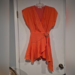 Women's Mustard Seed Orange Short Sleeve Skort Jumpsuit Size Medium